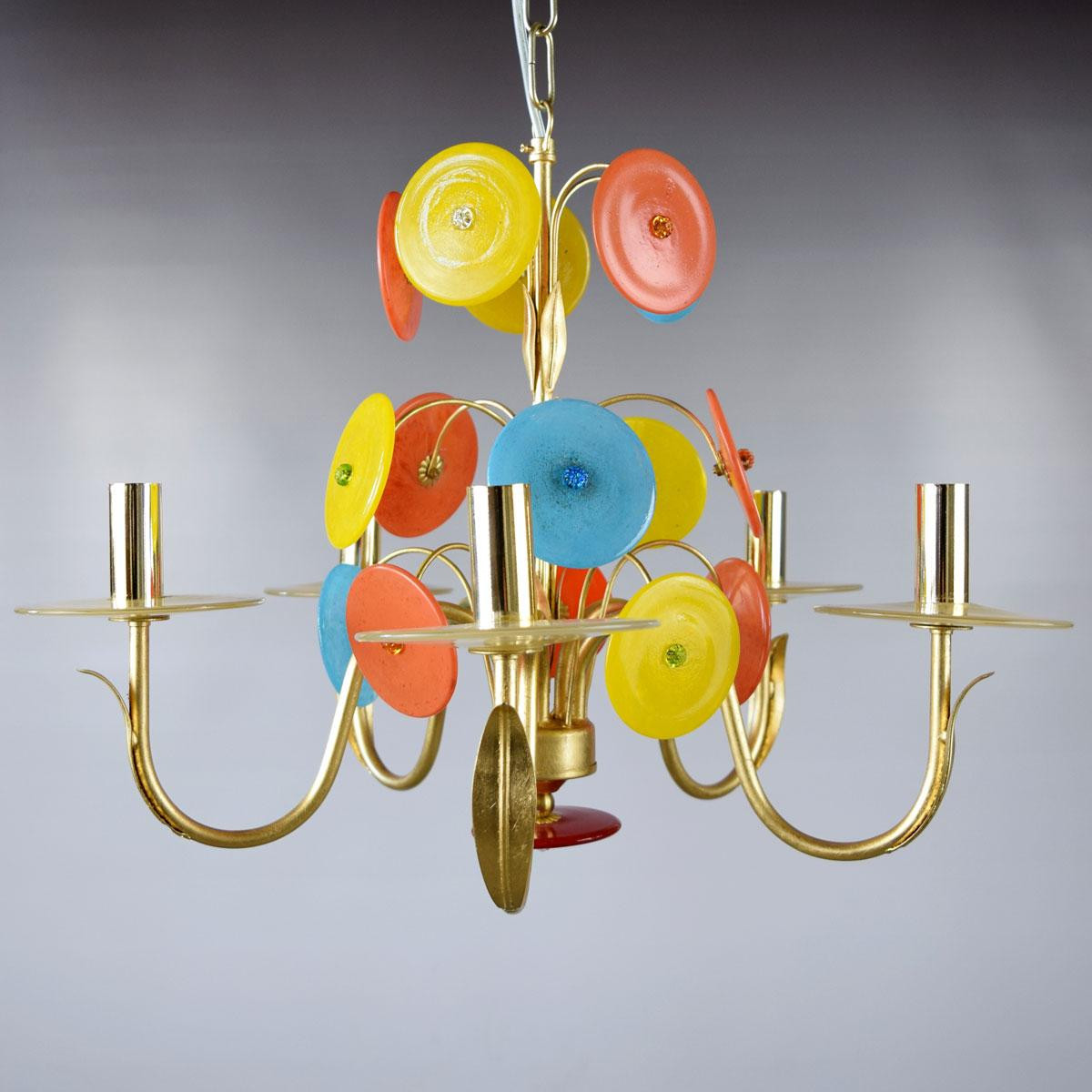 "Disco D'Oro" Murano glass chandelier - 5 lights