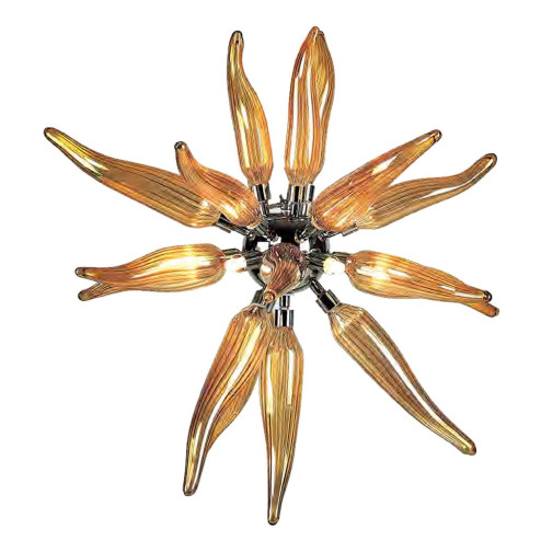 "Seduzione" suspension en verre de Murano - 6 lumières - ambre