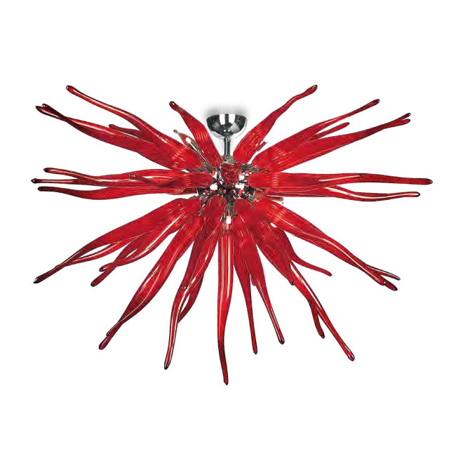 "Seduzione" plafonnier en verre de Murano - 8 lumières - rouge