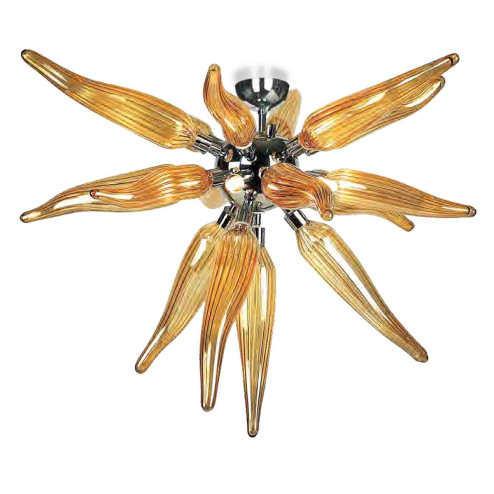 "Seduzione" plafonnier en verre de Murano - 3 lumières - ambre
