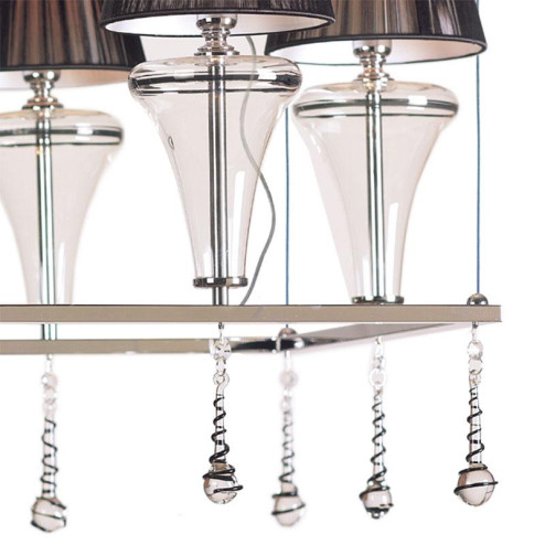 "Dalila" Murano glass chandelier - 4 lights - transparent and black