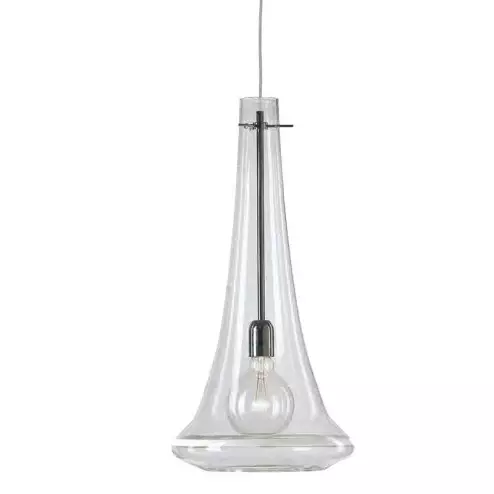"Elvira" suspension en verre de Murano - 1 lumière - transparent et blanc