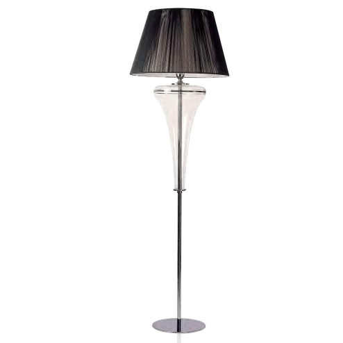 "Elvira" Murano glass floor lamp - 1 light - transparent and black