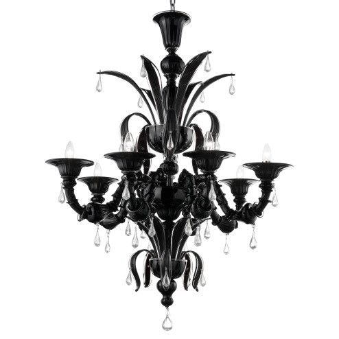 "Paradiso" black Murano glass chandelier