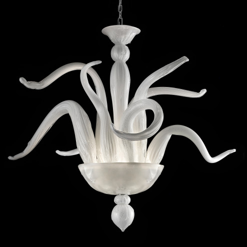 Simpatico - araña de cristal de Murano 4+3 luces - color blanco plata