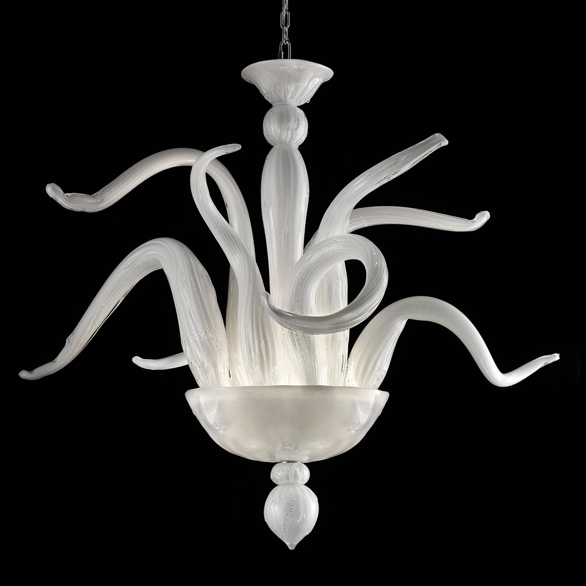 Simpatico - 4+3 lights Murano glass chandelier white silver