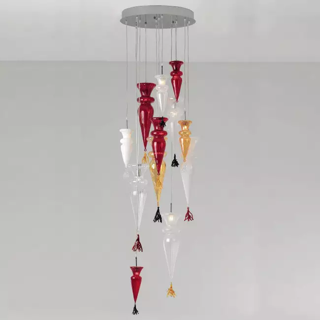 "Grande Picca" Murano glass pendant light - 12 lights - multicolor
