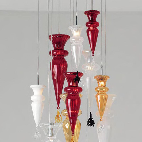 "Grande Picca" Murano glass pendant light - 12 lights - multicolor