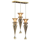 "Picche" lámpara colgante en cristal de Murano - 3 luces - oro