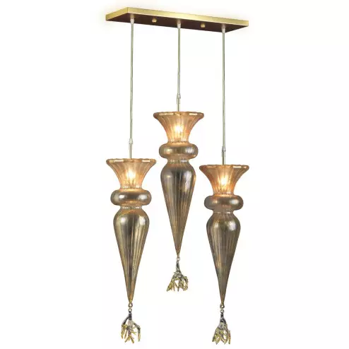 "Picche" suspension en verre de Murano - 3 lumières - or