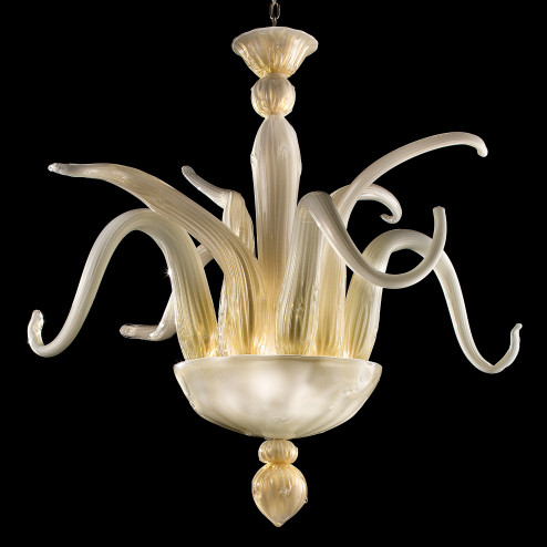 Simpatico - 4+3 flammig Murano glas Kronleuchter - weiss gold farbe