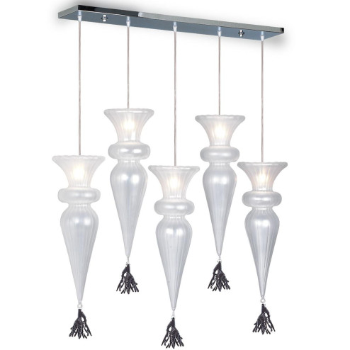 "Picche" lámpara colgante en cristal de Murano - 5 luces - transparente