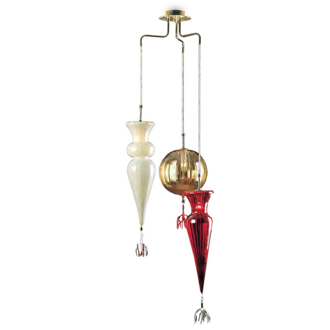 "Picca e Sfera" lámpara colgante en cristal de Murano - 3 luces -