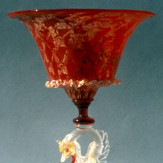 "Dragone" vaso en cristal de Murano - rojo