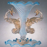 "Draghi Azzurri" vaso en cristal de Murano - azul