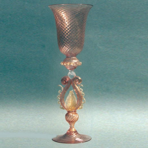 "Foglia d'Ambra" vaso en cristal de Murano - ámbar