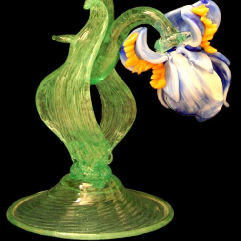 "Iris Blu" Murano drinking glass - green
