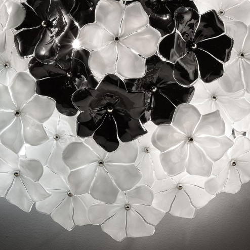 "Loto" plafonnier en verre de Murano - blanc et noir