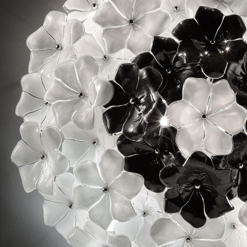 "Loto" lampara de techo de Murano - blanco y negro