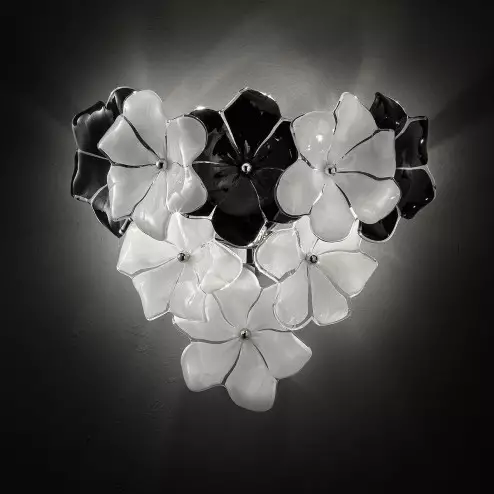 "Loto" Murano glass sconce - white and black