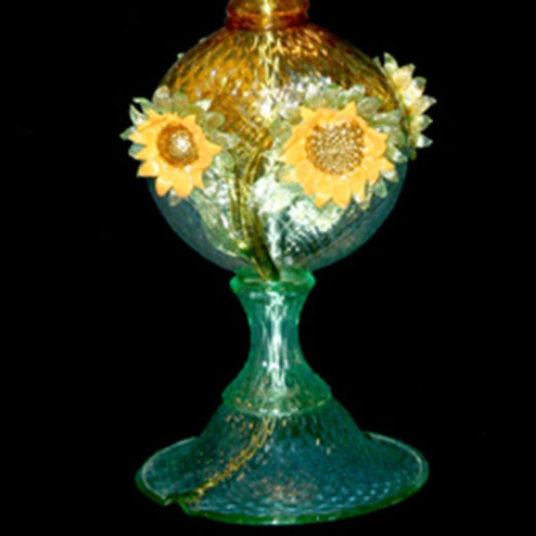"Girasole" Murano glass table lamp - green