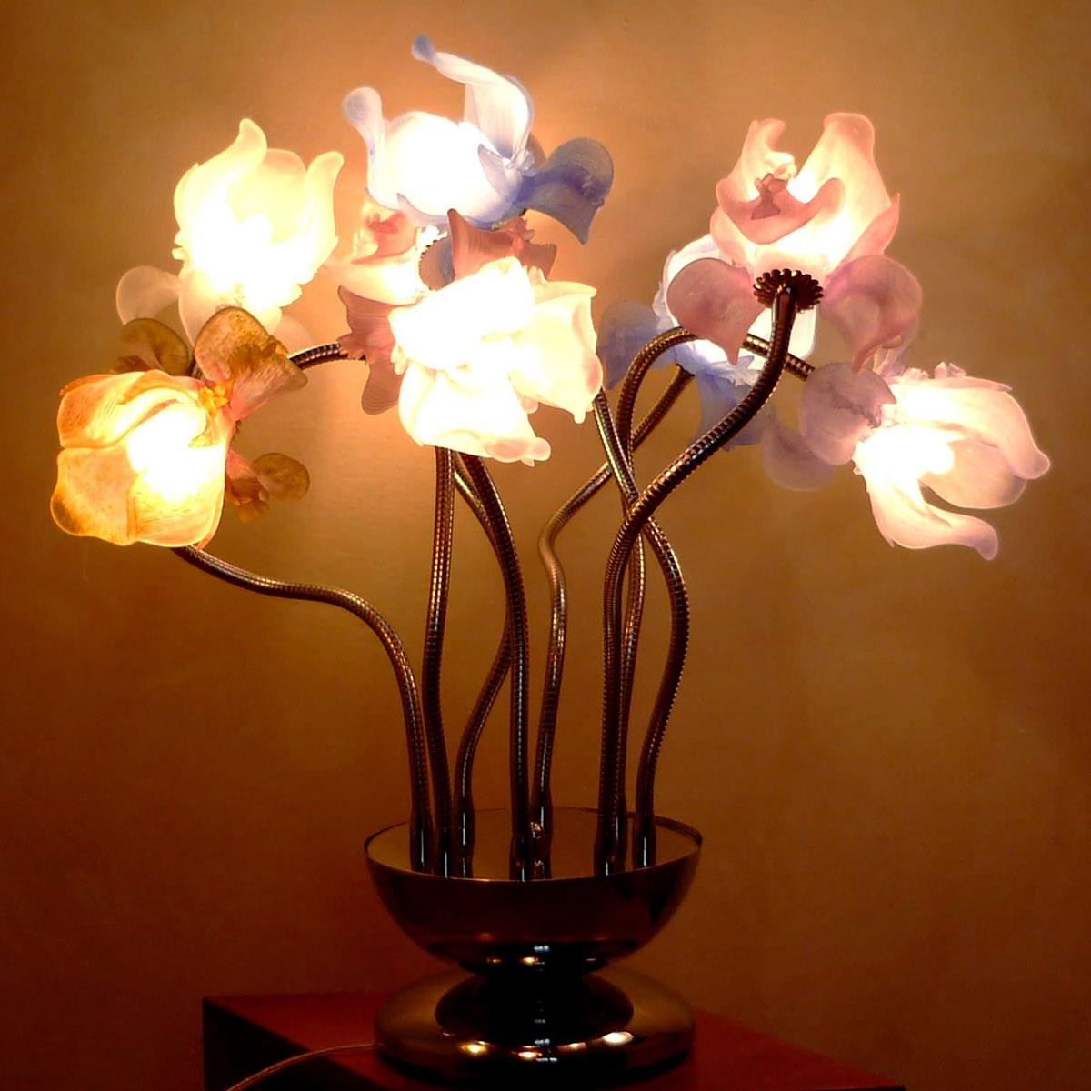 "Fiori D'Acciaio" Murano glass table lamp - multicolor