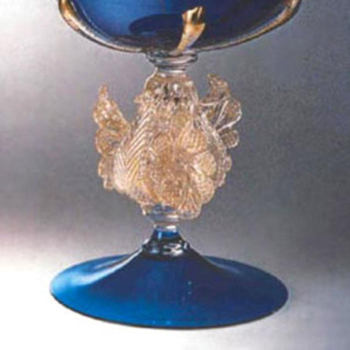 "Corneo" bol sur le pied en verre de Murano - bleu