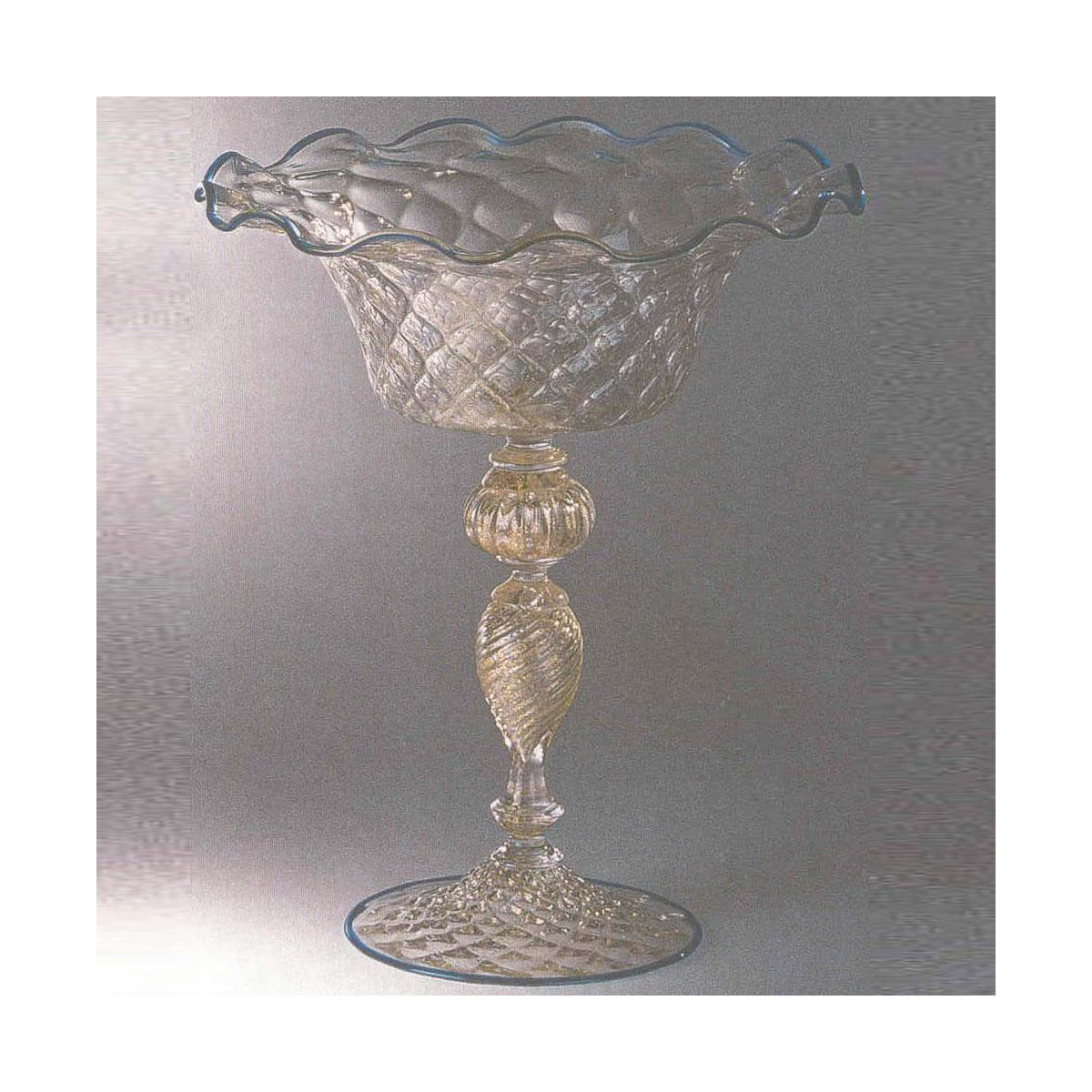 "Talismano" Murano glass fruitstand - pink with gold details