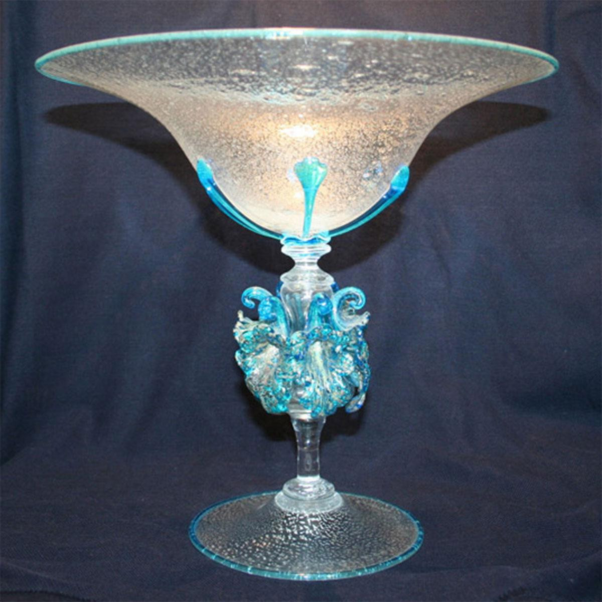 "Celestina" bol sur le pied en verre de Murano - bleu clair