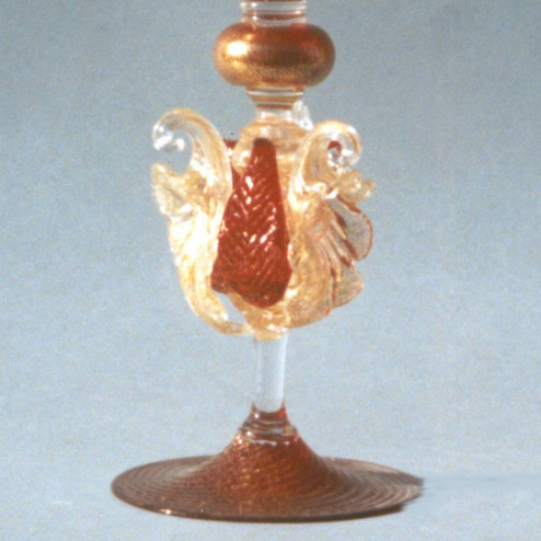 "Ornato" tazón de fruta de Murano - rojo con detalles de oro
