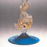 "Delfino" bol sur le pied en verre de Murano - bleu
