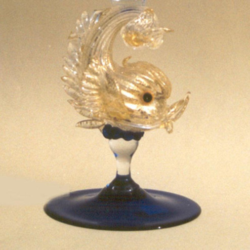 "Delfini" bol sur le pied en verre de Murano - bleu