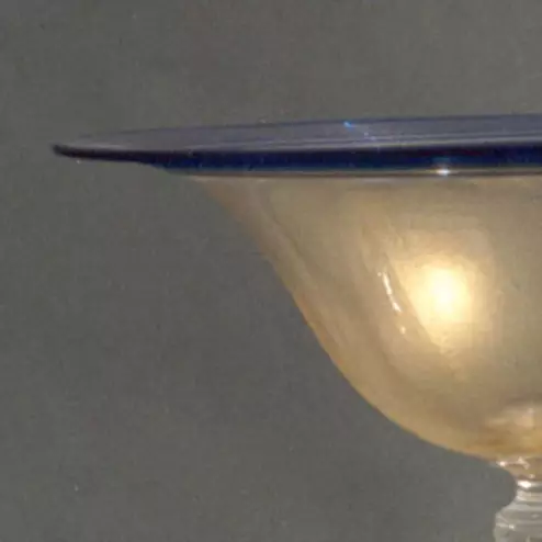 "Delfino Bianco" Murano glass fruitstand - gold with blue details