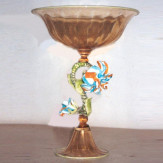 "Arco Celeste" bol sur le pied en verre de Murano - ambre à fleur polychrome