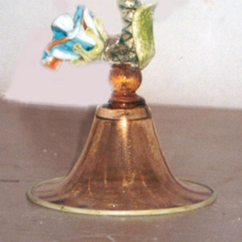 "Arco Celeste" bol sur le pied en verre de Murano - ambre à fleur polychrome