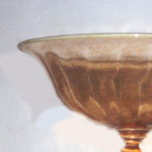 "Arco Celeste" Murano glass fruitstand - amber with polychrome flower