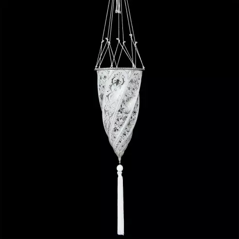 "Istanbul" lámpara colgante en cristal de Murano - 1 luce - blanco