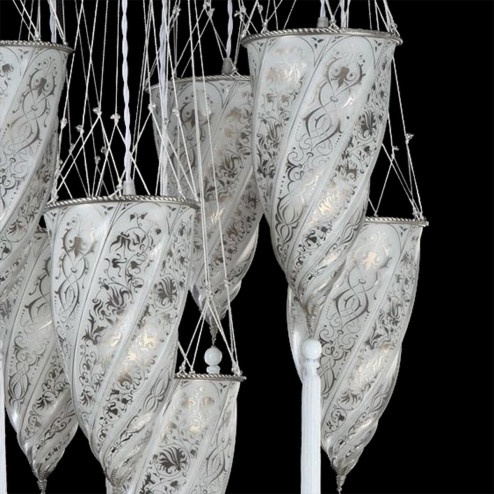 "Istanbul" Murano glas hangeleuchte - 7 flammig - weiß