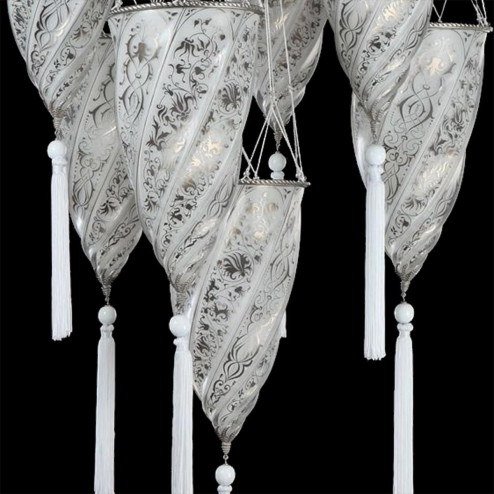 "Istanbul" Murano glass pendant light - 7 lights - white
