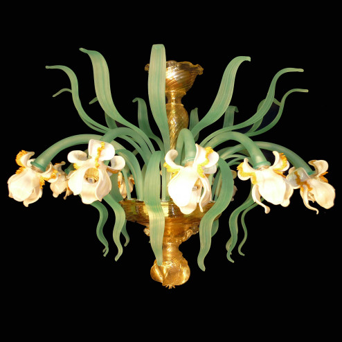 "Iris bianco" Murano glass ceiling light
