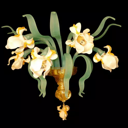 "Iris bianco" applique en verre de Murano