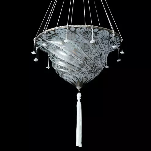 "Gerico " suspension en verre de Murano - 1 lumière - blanc