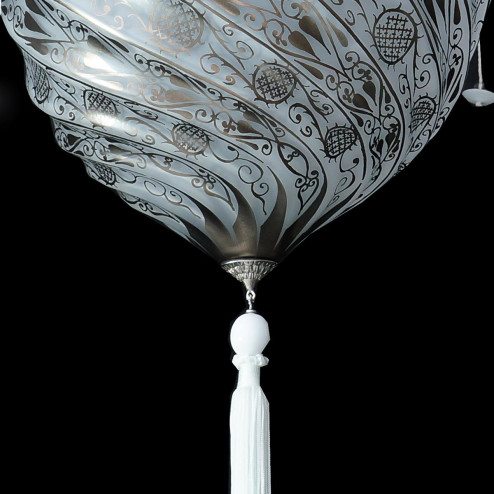 "Gerico " suspension en verre de Murano - 1 lumière - blanc