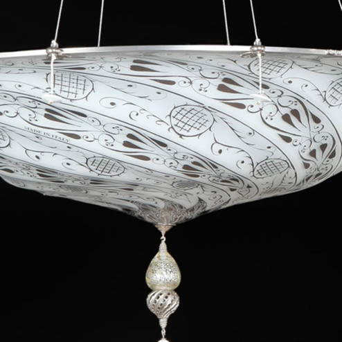 "Dubai" Murano glas hangeleuchte - 3 flammig - weiß