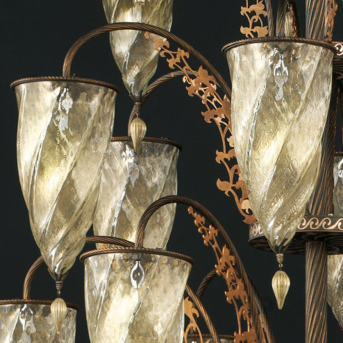 "Alessandria" Murano glass chandelier - 19 lights - gold