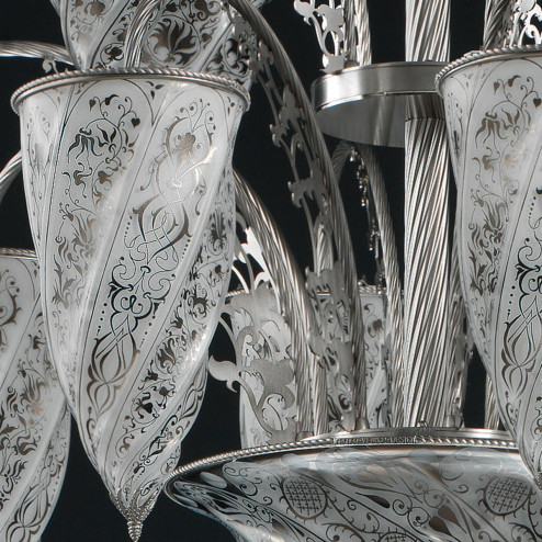 "Luxor" Murano glass chandelier - 17 lights - white