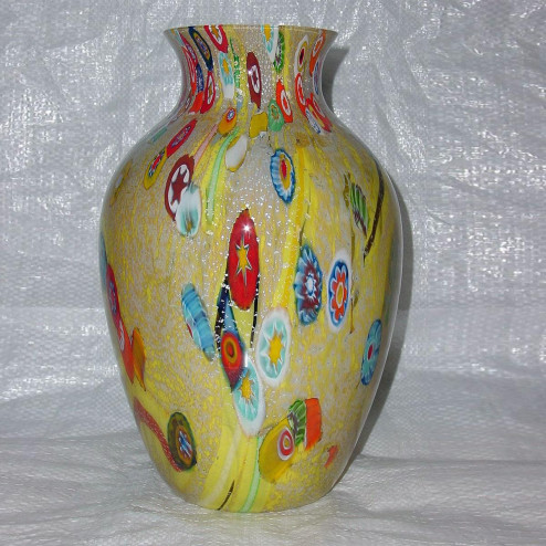"Pablito" Murano vase  - Groot - gelb und vielfarbig 