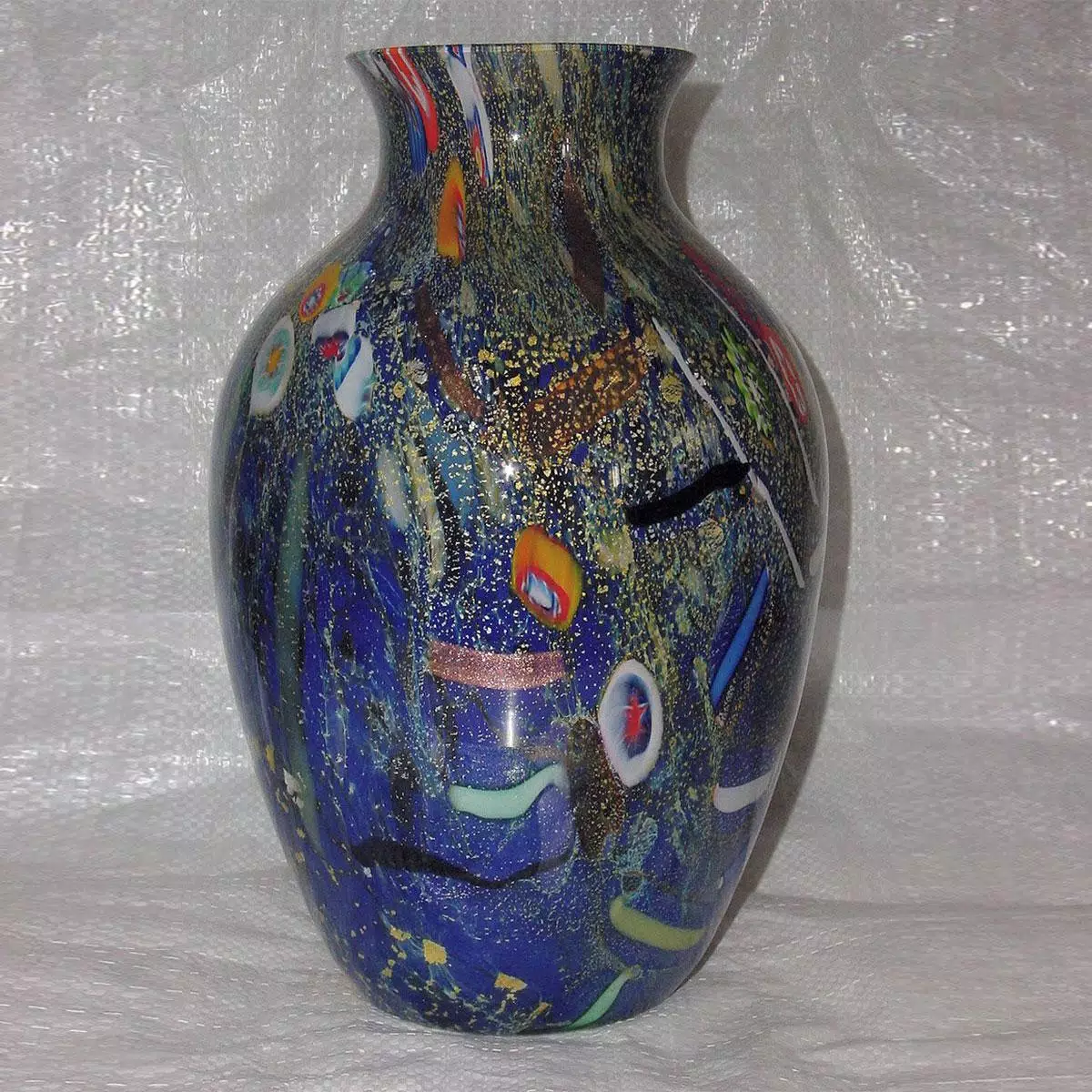 "Pablito" Murano glass vase - Large - blue and polychrome