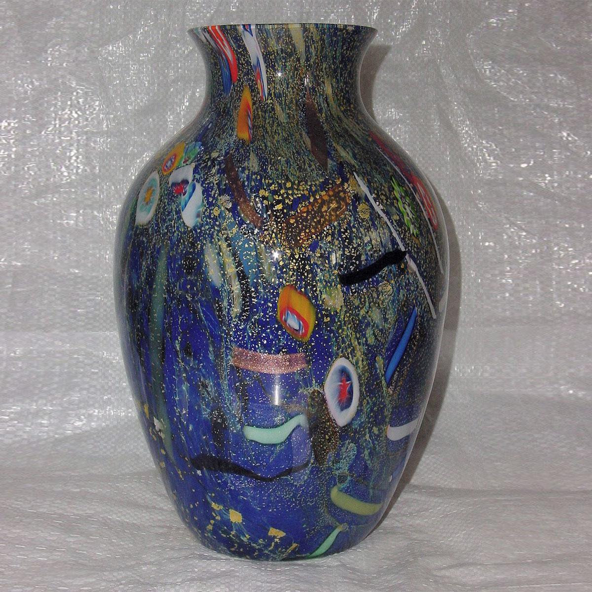 "Pablito" Murano vase  - Groot - blau und vielfarbig 