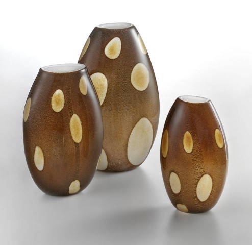 "Baldo" Murano glass vase - brown, silver with amber spots